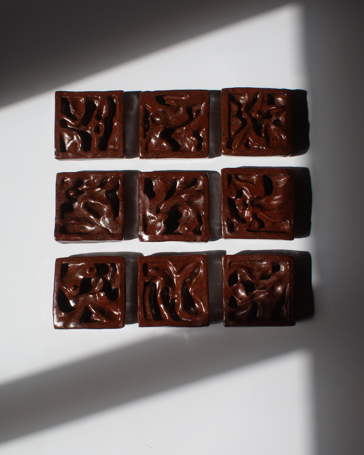 Mottled Stone 3 x 3 - Ceramic Wall Sculpture