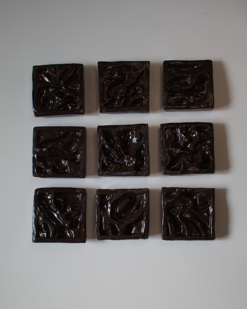 Dark Terroir 3 x 3 - Ceramic Wall Sculpture