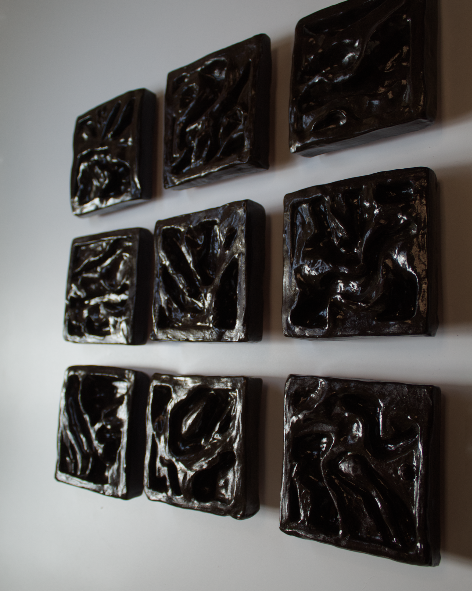 Dark Terroir 3 x 3 - Ceramic Wall Sculpture